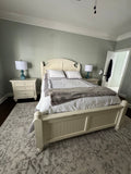 Painted Cottage Queen Bed with 2 Nightstands, Beadboard, Antique White, Coastal Farmhouse