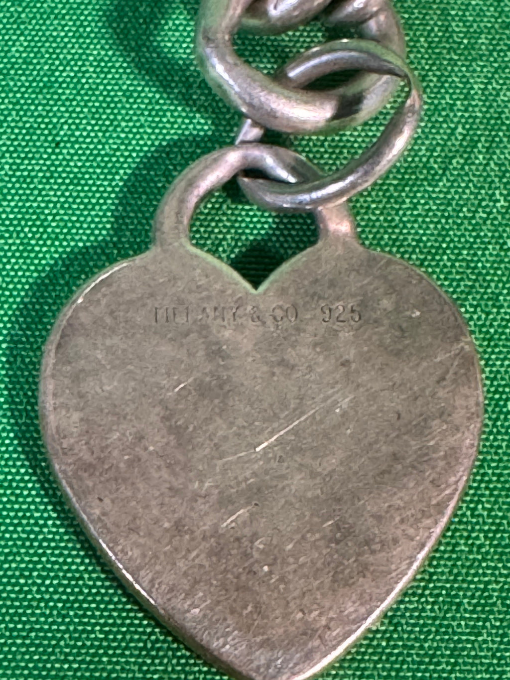 Heart tag stamped TIFFANY & CO. 925, close up
