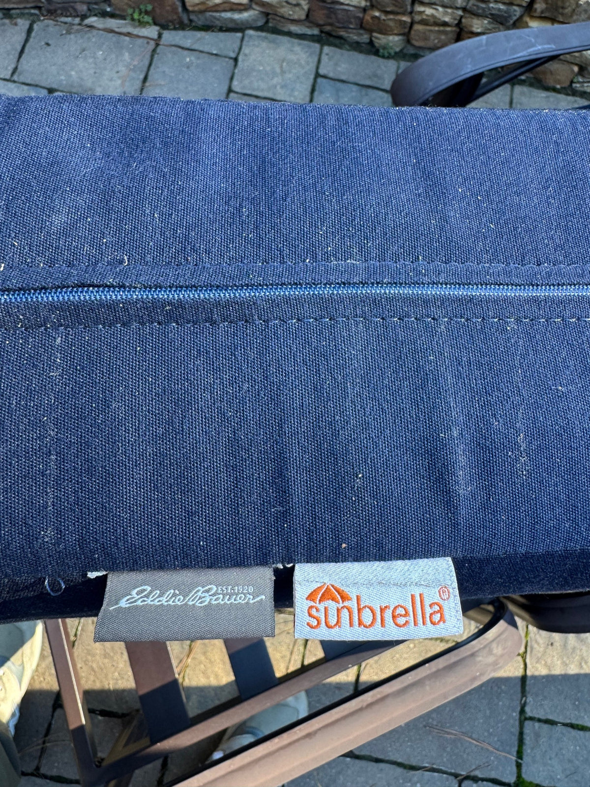 Eddie Bauer Cast Aluminum Patio Set, Loveseat, Chair, Ottoman, Bronze, Sunbrella Cushions