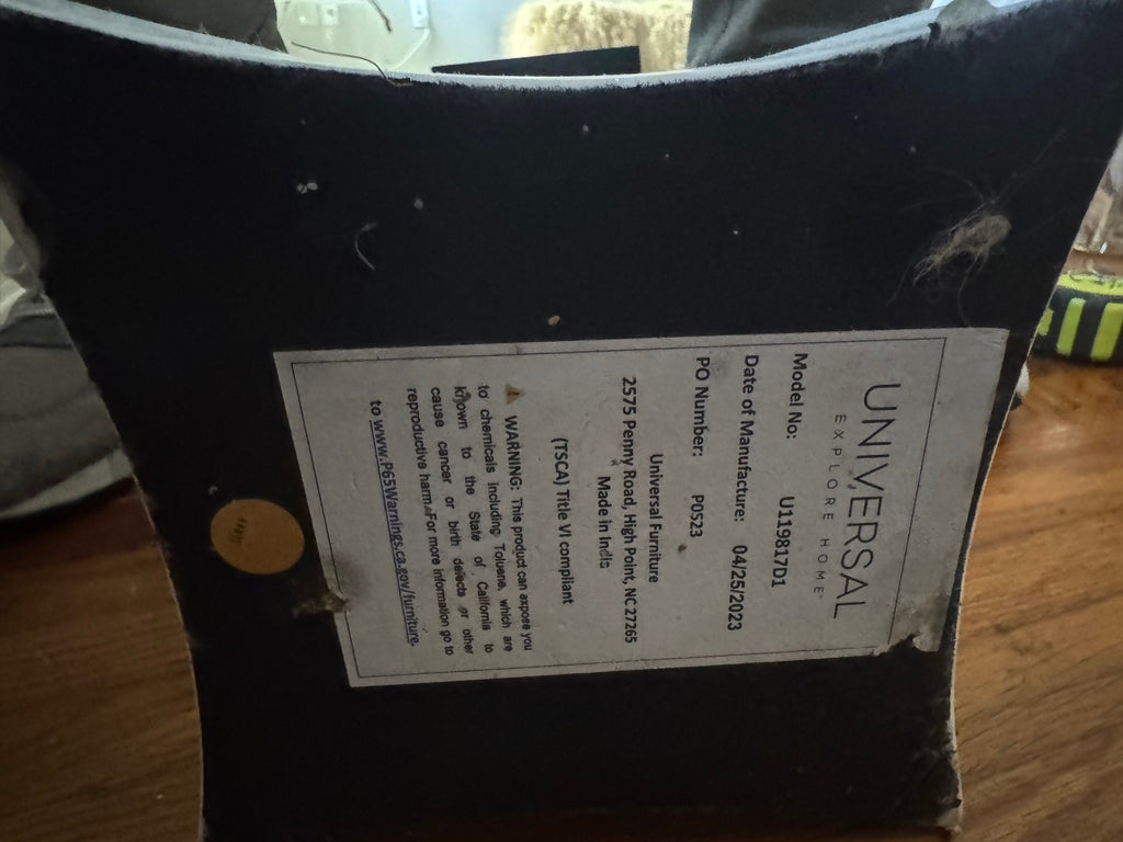 Universal Furniture label under the table