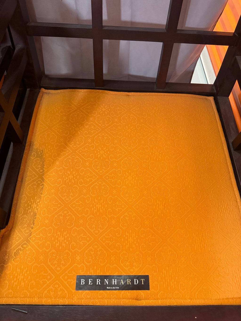 Bernhardt label on the underside of a seat cushion
