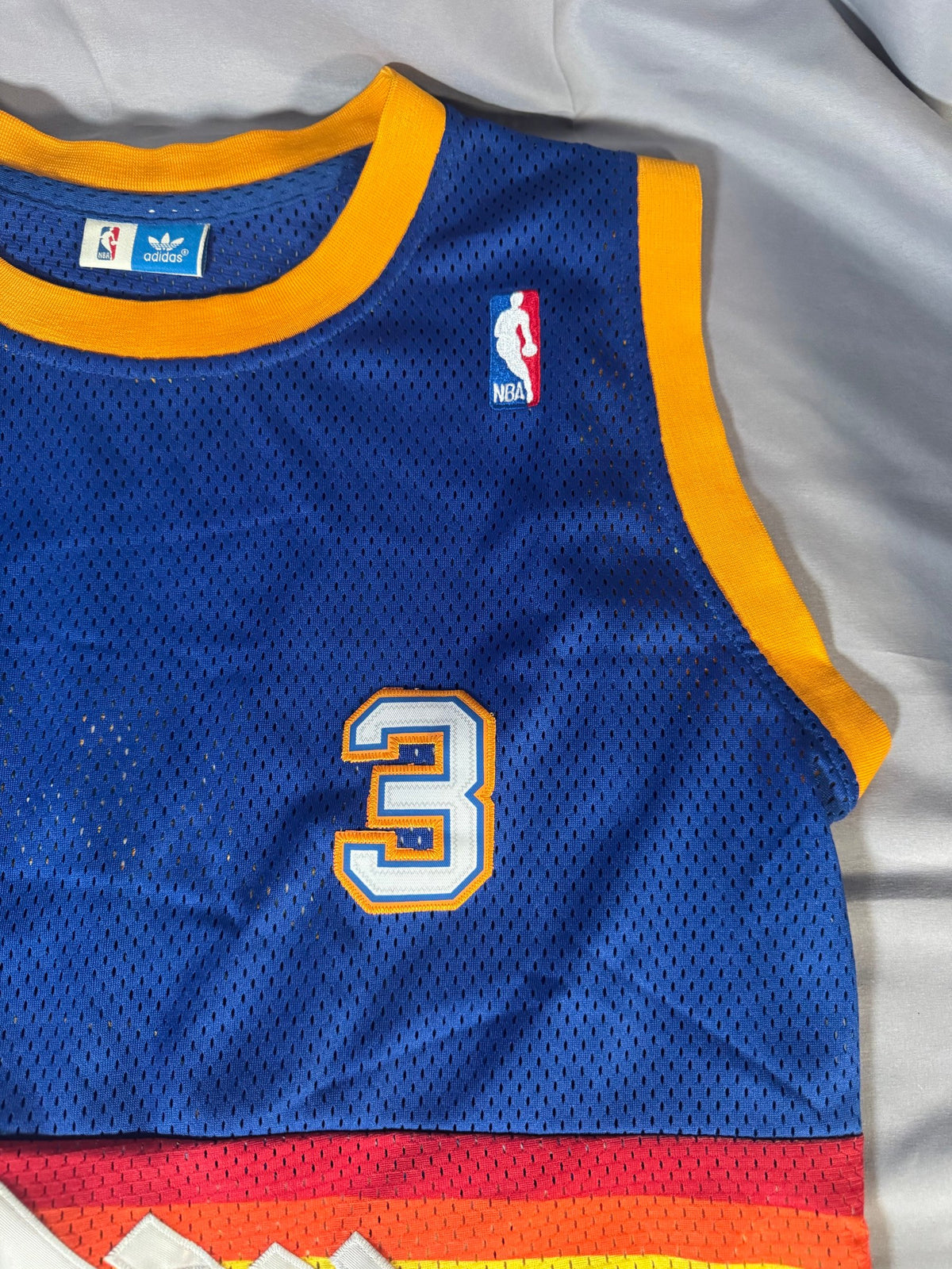 adidas Hardwood Classics Denver Nuggets #3 Rainbow Skyline Jersey Size L