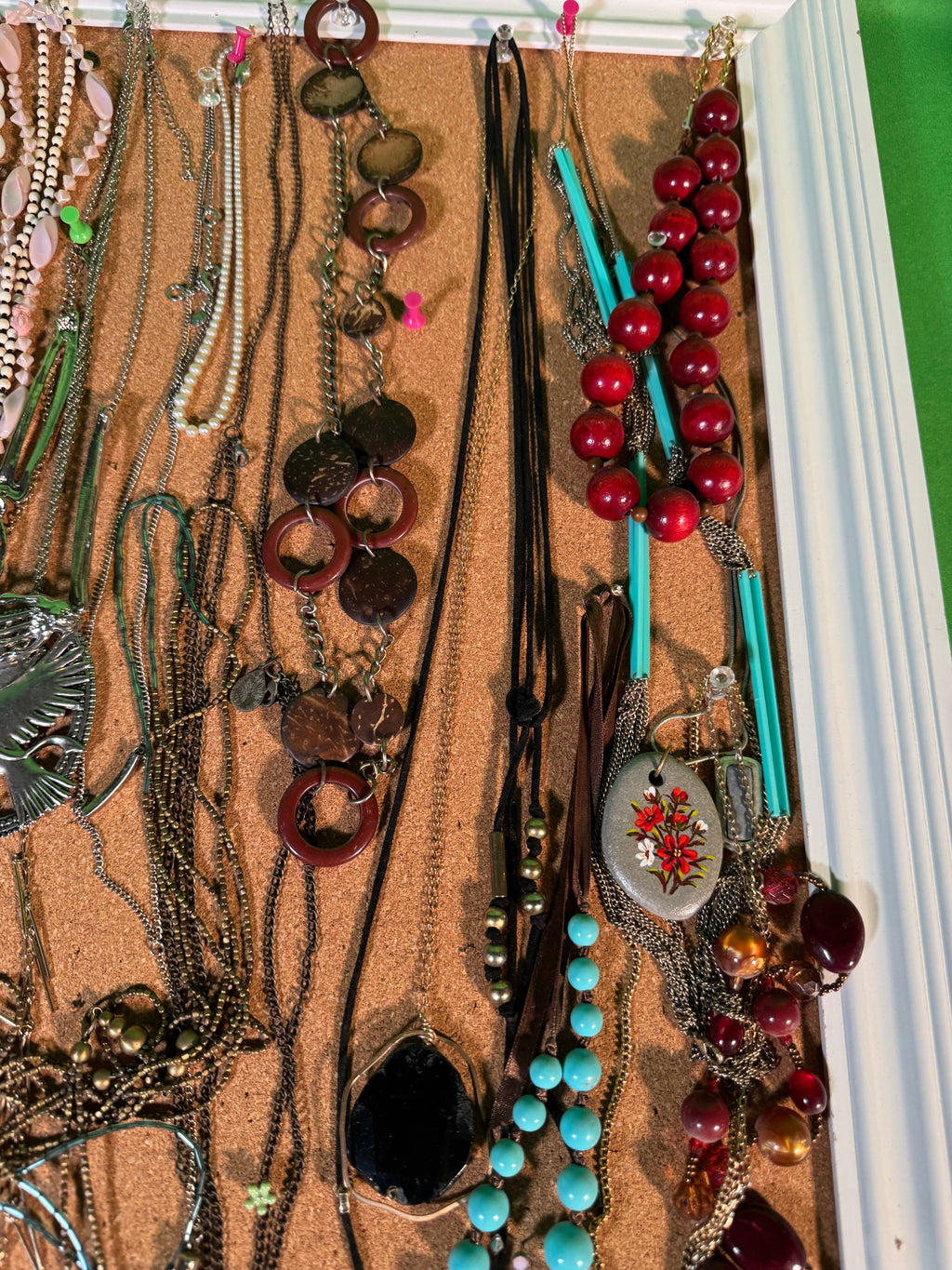 Necklace Collection on Framed Display Board