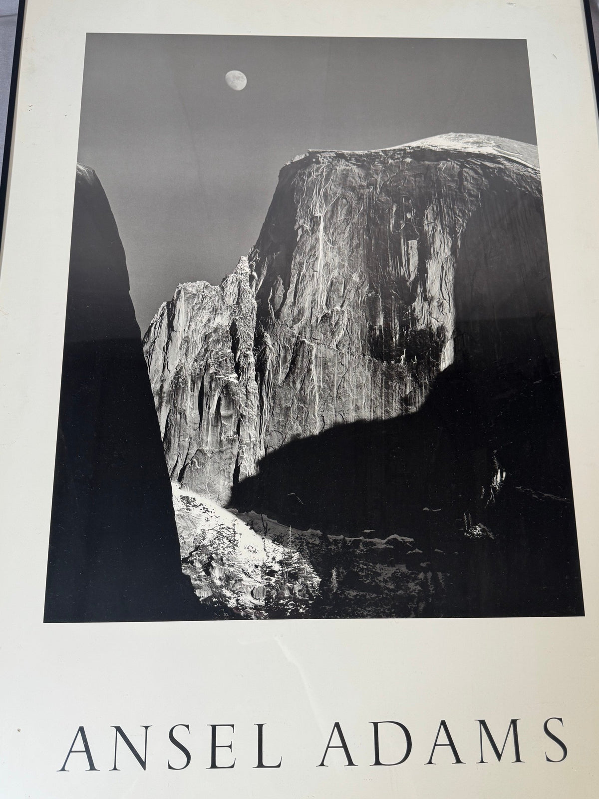 Ansel Adams Moon and Half Dome Yosemite 1960 Offset Print Poster, Framed
