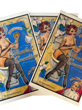 Three unframed Innerclean prints fanned out