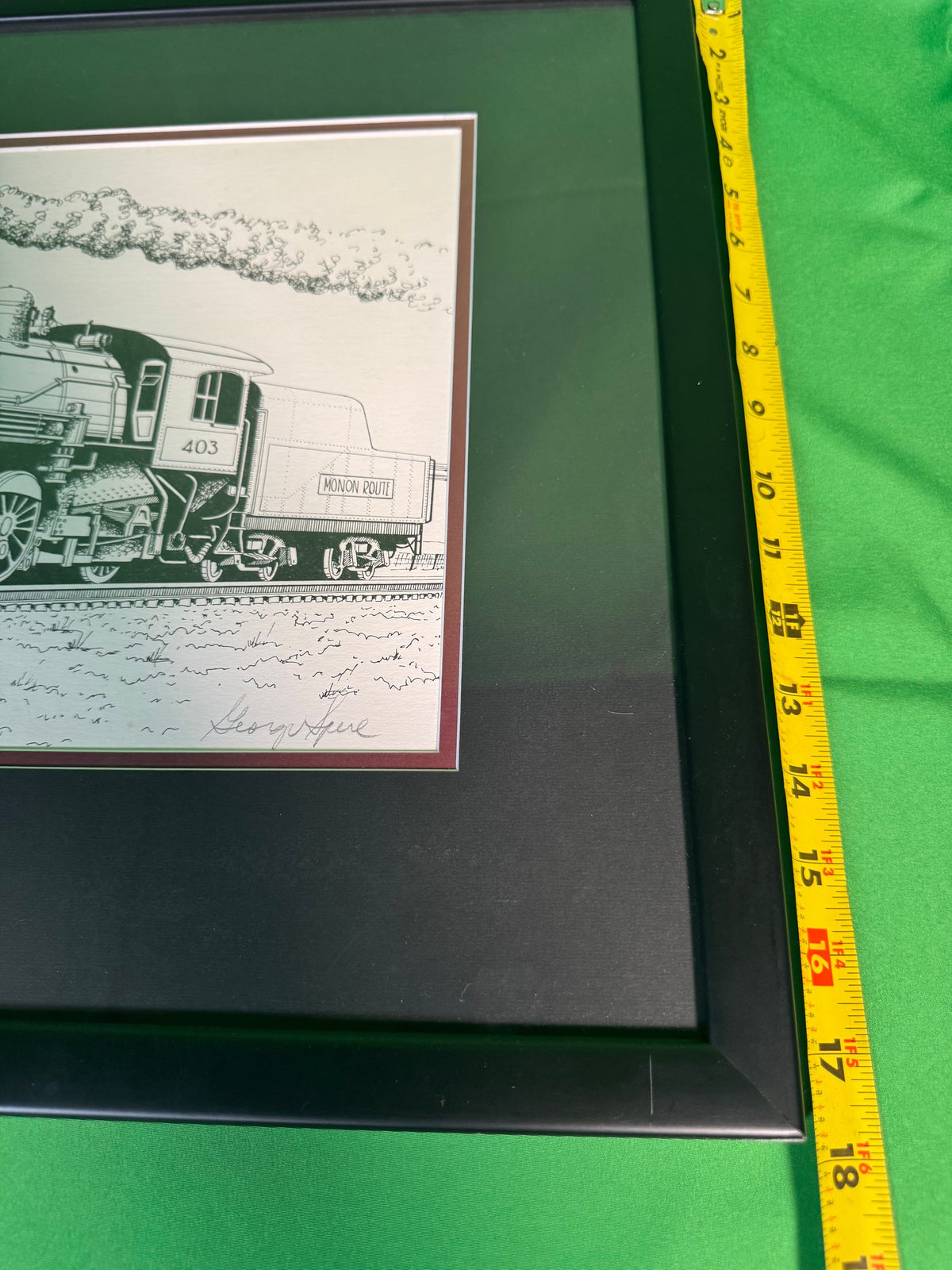 George Sperl Signed Pen-and-Ink Print Monon Route 403 4-6-2 Steam Locomotive