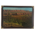 Southwestern Desert Landscape Oil Painting Saguaro Red Cliffs Framed Vintage