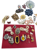 Victorian Vintage Costume Jewelry Lot 30pc Brooches Buckles Micro Mosaic Good