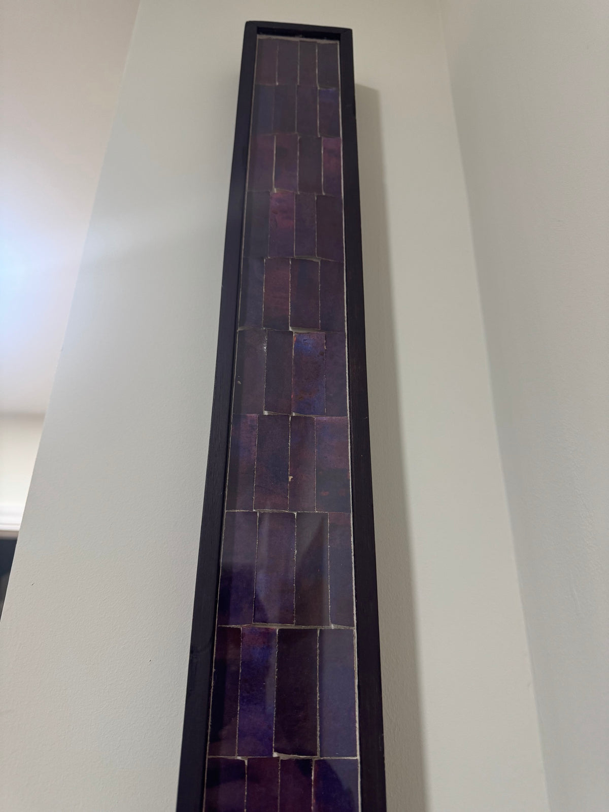 Framed Mosaic Panel Violet Purple Tesserae Long Horizontal Abstract Vintage