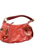 Nuovedive Red Leather Suede Hobo Shoulder Bag Brass Grommet Studs Y2K Good