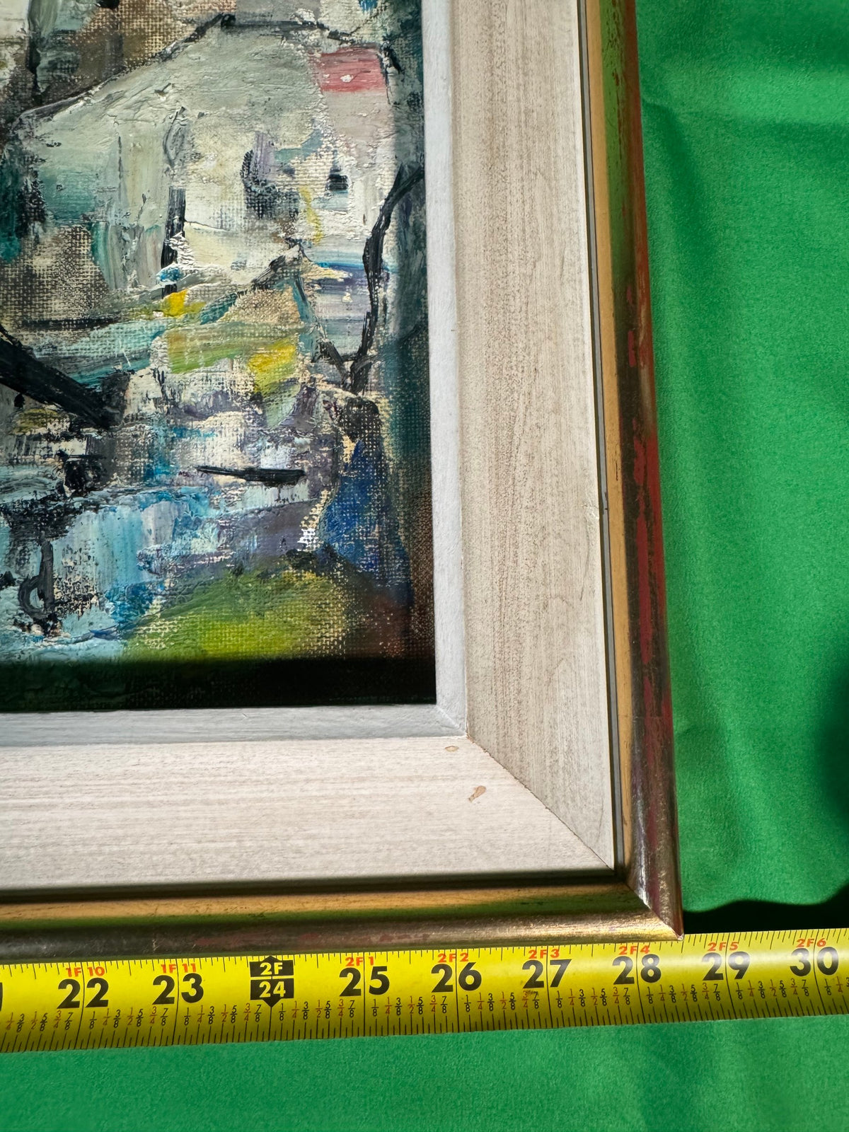 Heavy Impasto Oil Painting Hill Village Signed Girard Framed Canvas Art