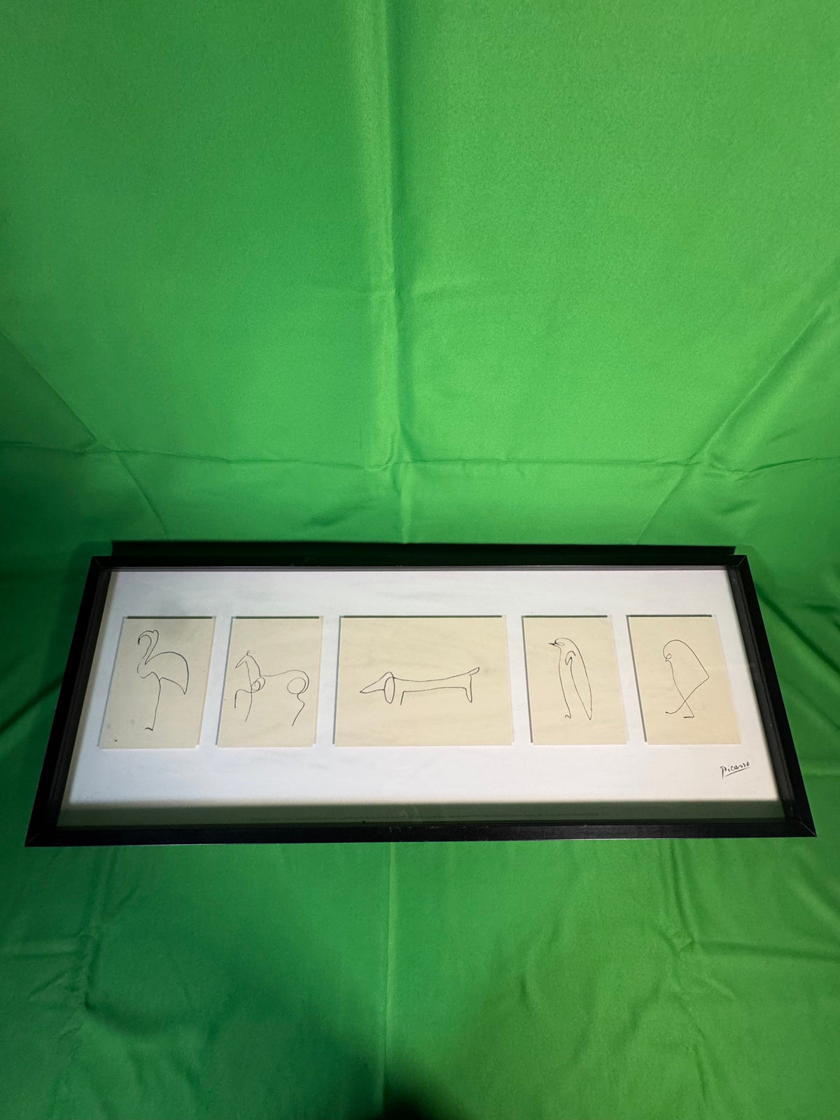 IKEA Olunda Framed After-Picasso Animal Drawings Reproduction Print 41x15.5 in
