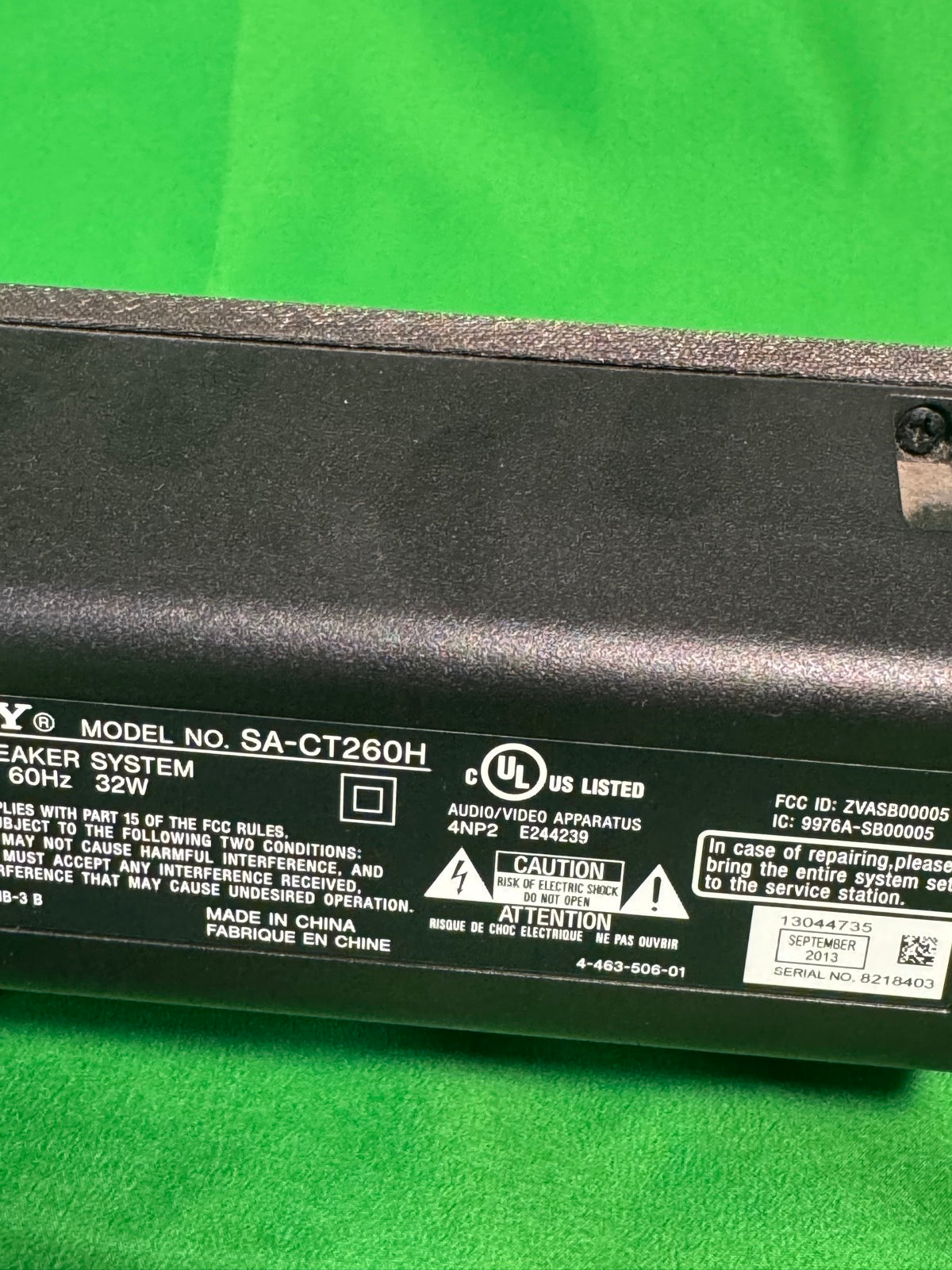 Sony SA-CT260H 2.1 Soundbar with Power Cable, Bar Only