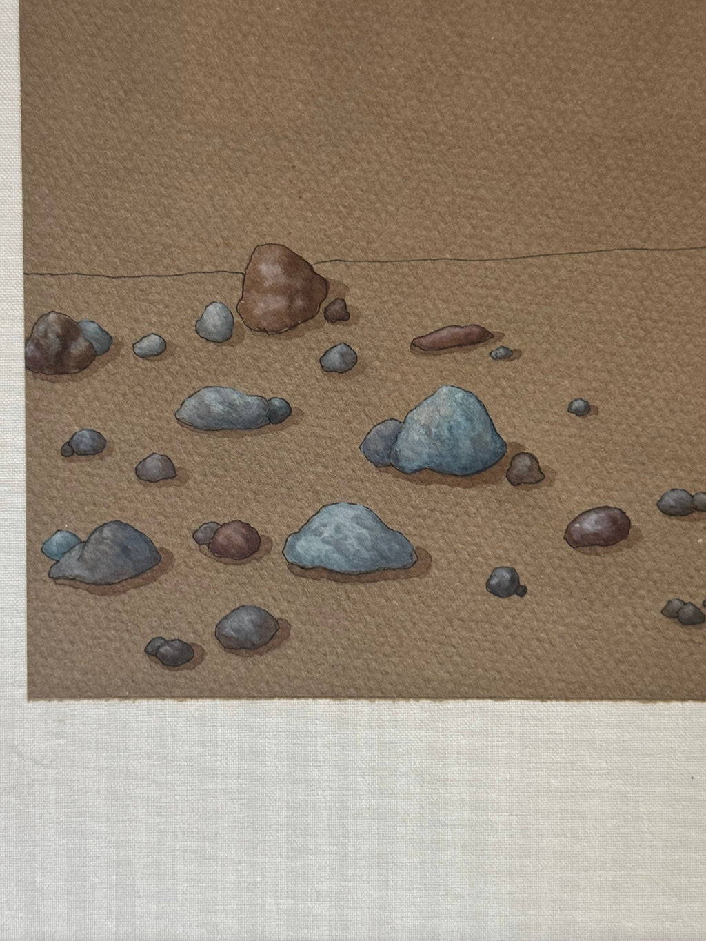 Detail of the blue-gray pebbles along the lower right