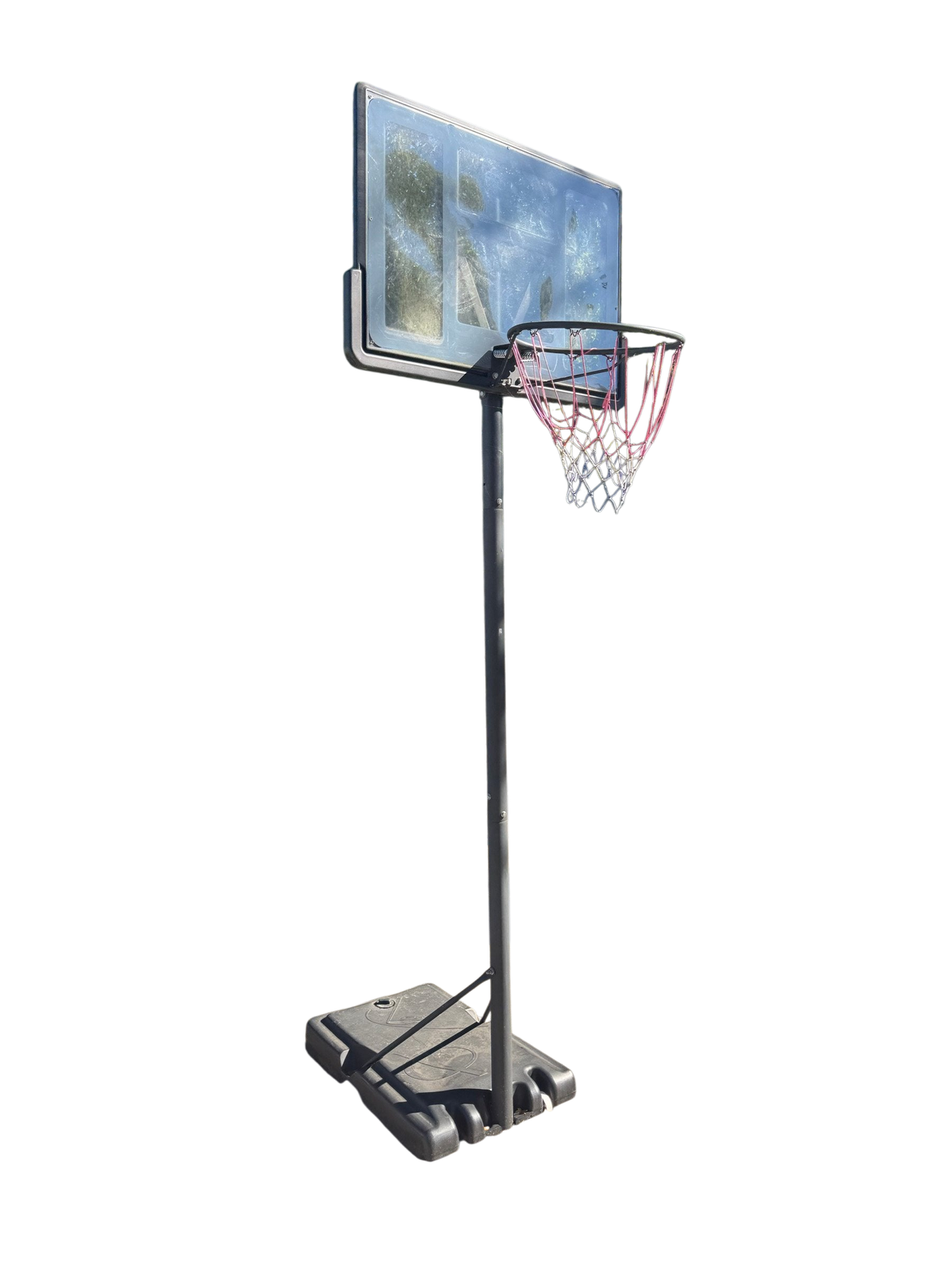 Portable basketball hoop on a driveway