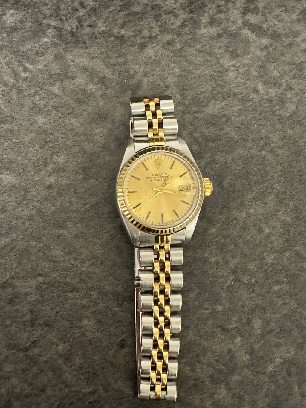 Rolex Datejust Ladies Two Tone Steel Gold Fluted Bezel Jubilee Champagne Dial