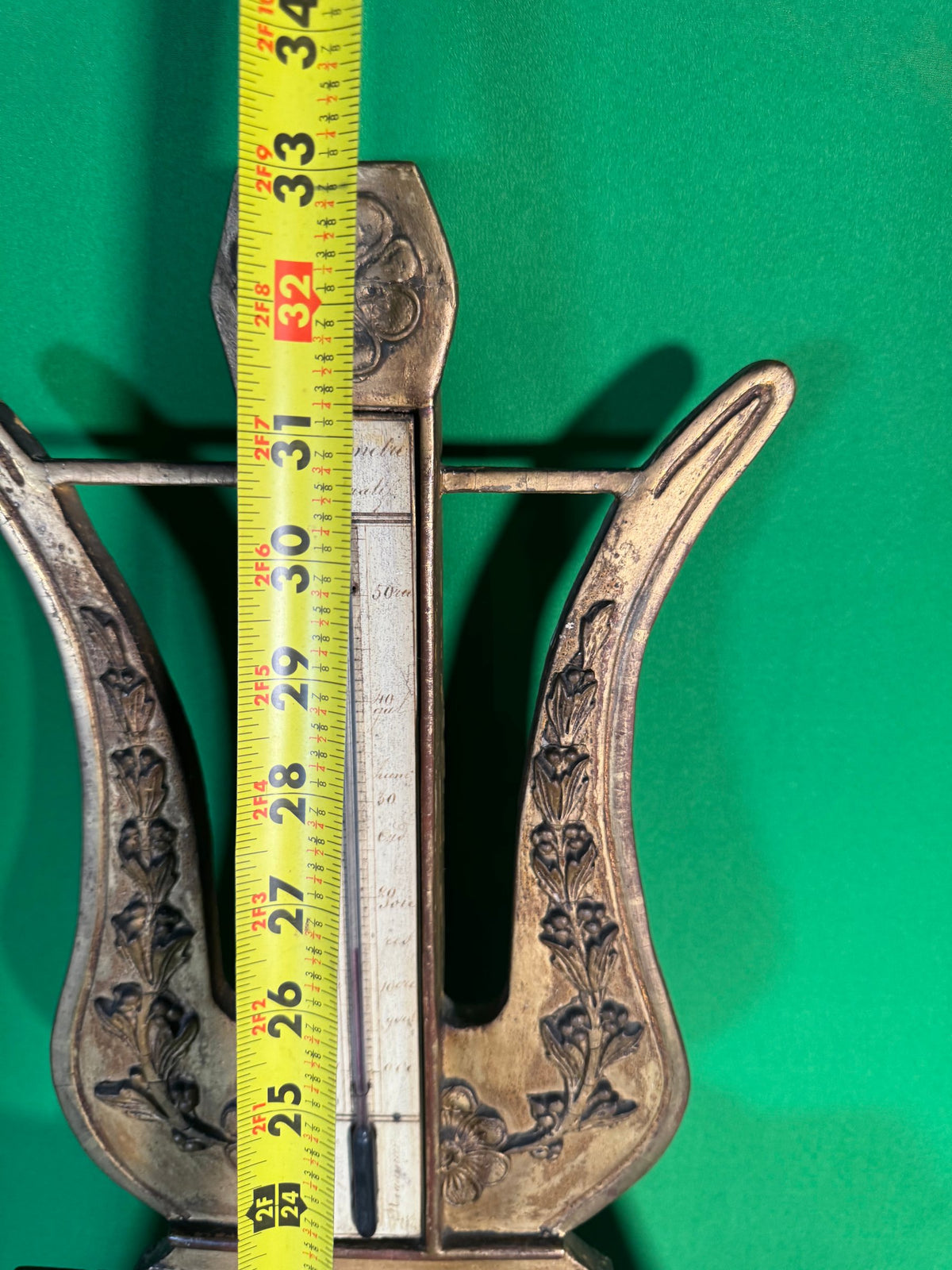 Antique French Charles X Giltwood Lyre Barometer Thermometer Signed Binda Verdun