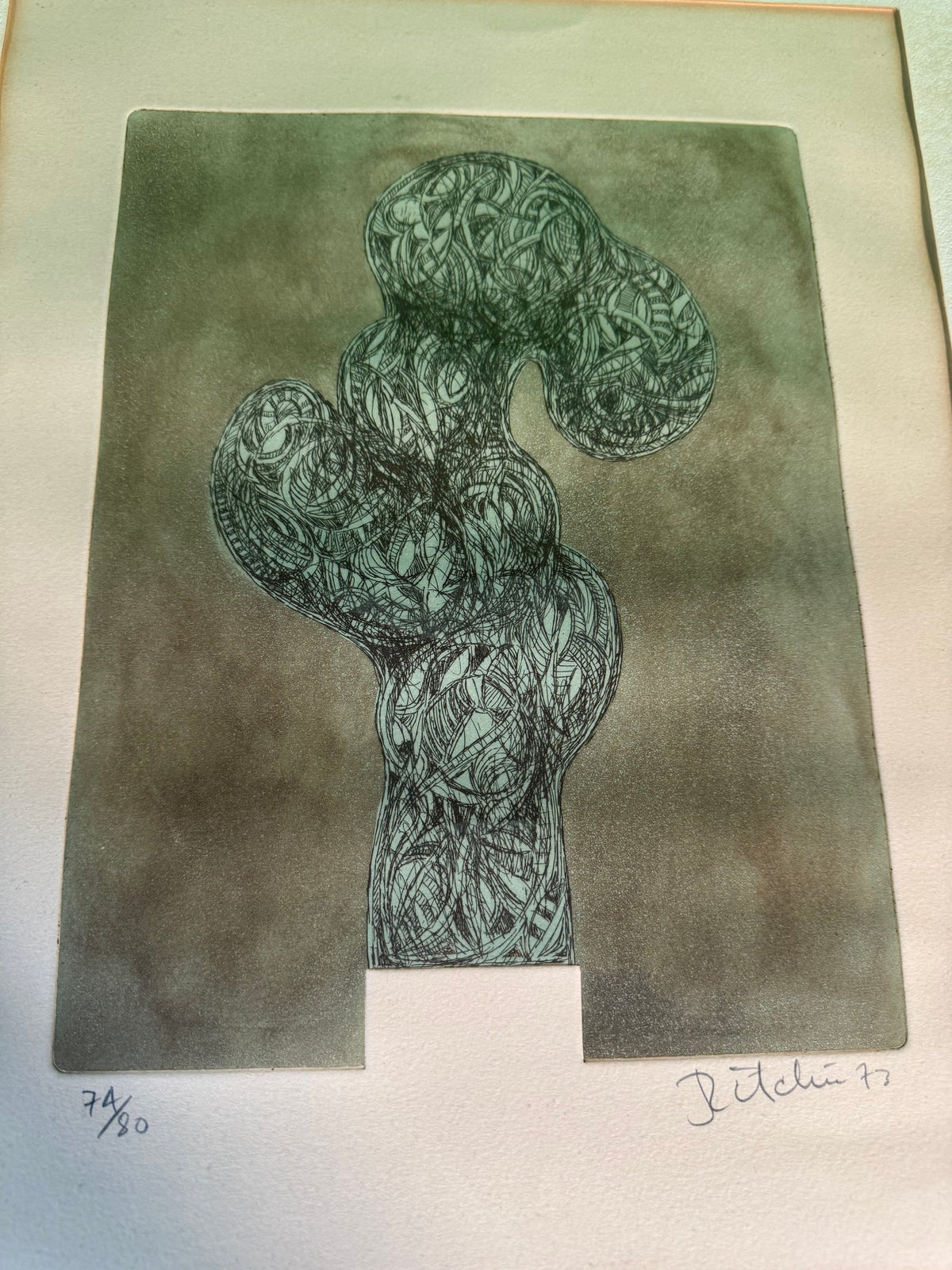 Original Etching Aquatint Abstract Biomorphic Print Signed Numbered 74/80 1973