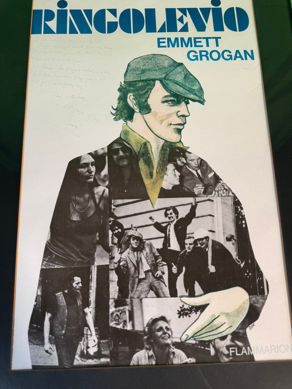 Ringolevio Flammarion French Poster 1973 Inscribed Signed Emmett Grogan Framed