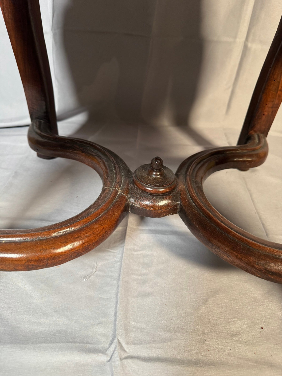 French Carved Walnut Ladderback Side Chair, Antique Needlepoint Seat
