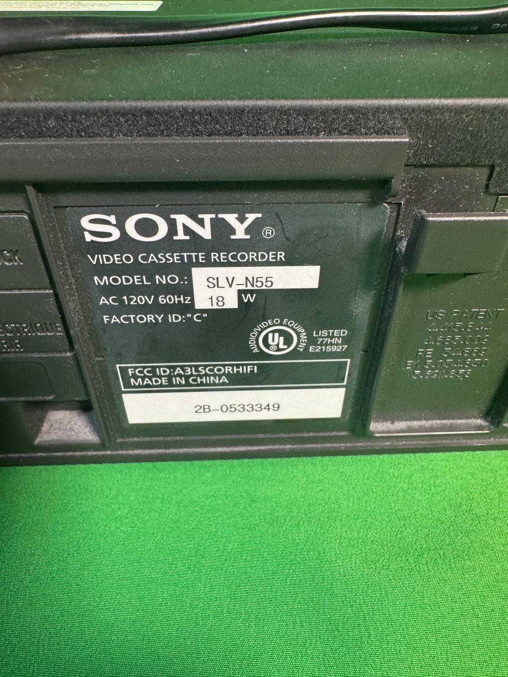 Sony SLV-N55 Hi-Fi Stereo VHS VCR Video Cassette Recorder Black