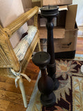Turned Wood Pricket Candlesticks Pair Ebonized Dark Walnut 24in 17in Very Good
