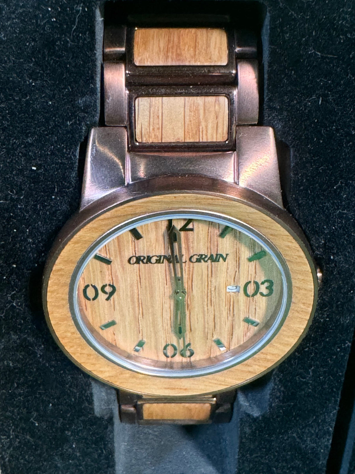 Original Grain The Barrel Wood and Steel Wristwatch Boxed