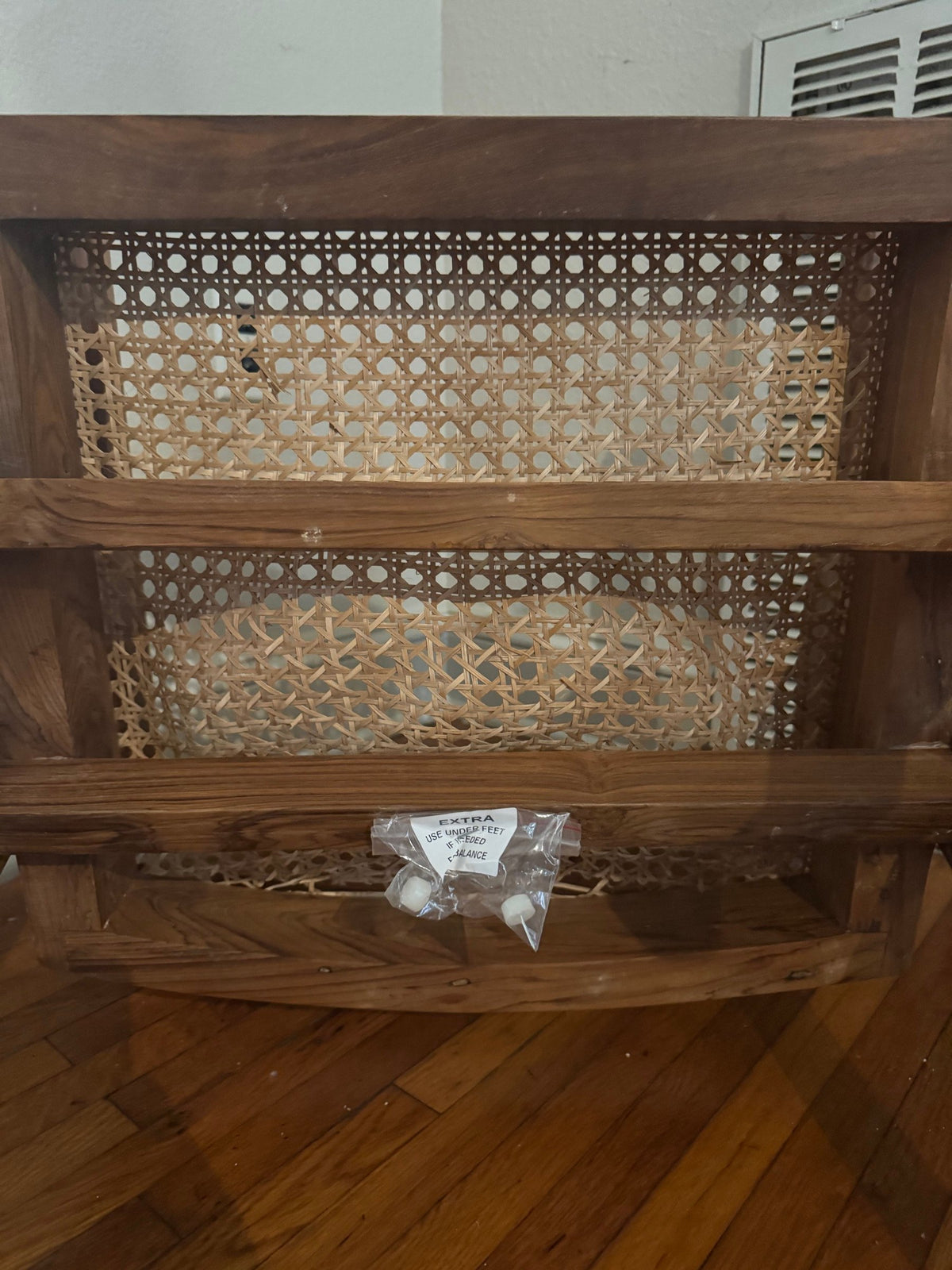 Back of the cane panel and frame