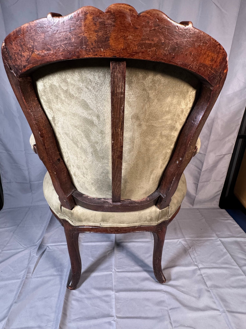 Victorian Carved Walnut Armchair with Matching Ottoman