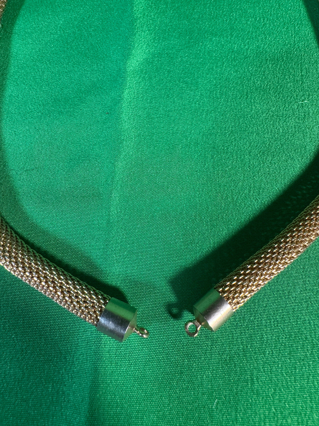 Costume Necklace Pair Mesh Collar and Green Station Necklace — detail view 1