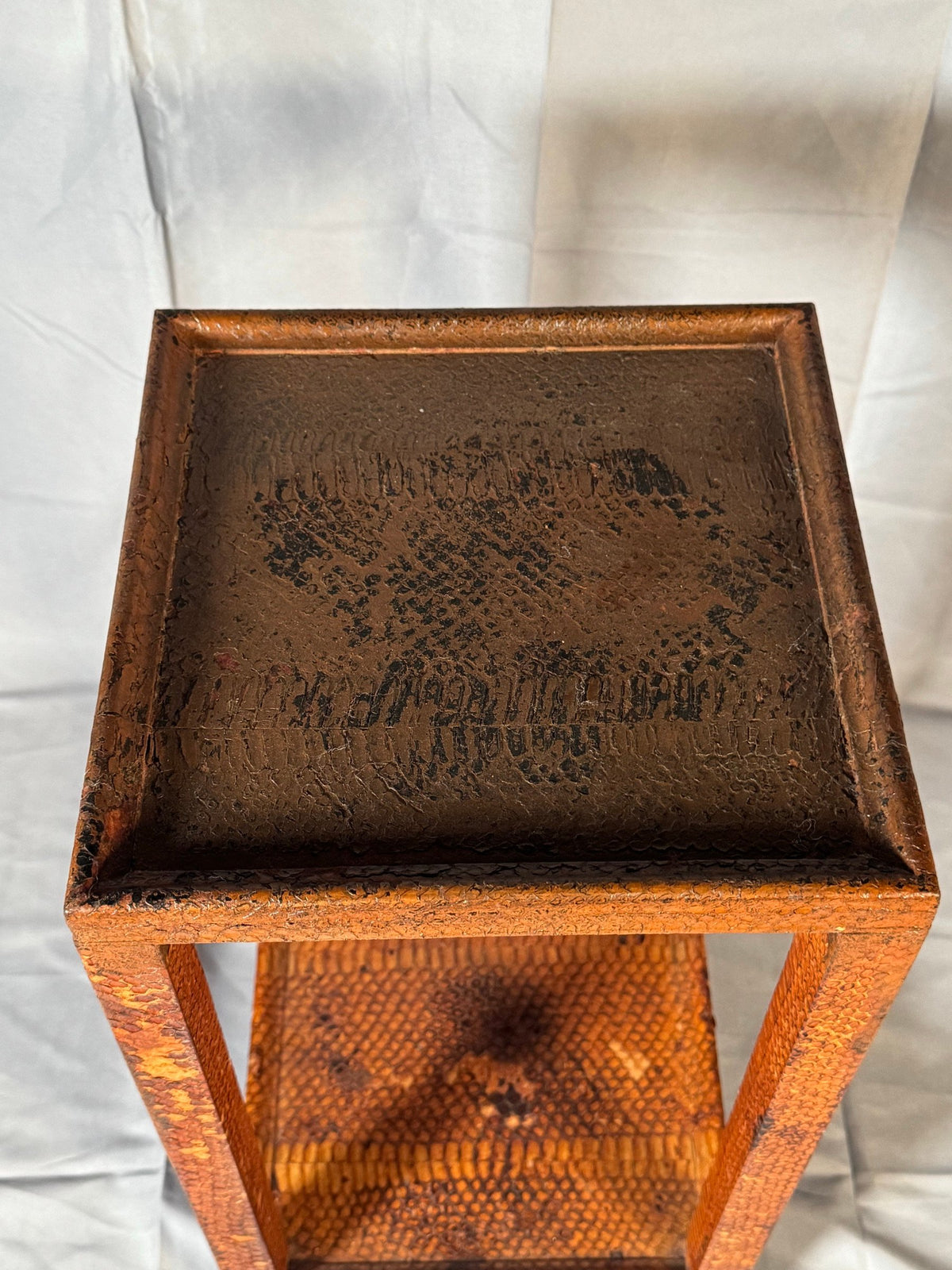 Snakeskin Two-Tier Side Table, Attributed to Karl Springer