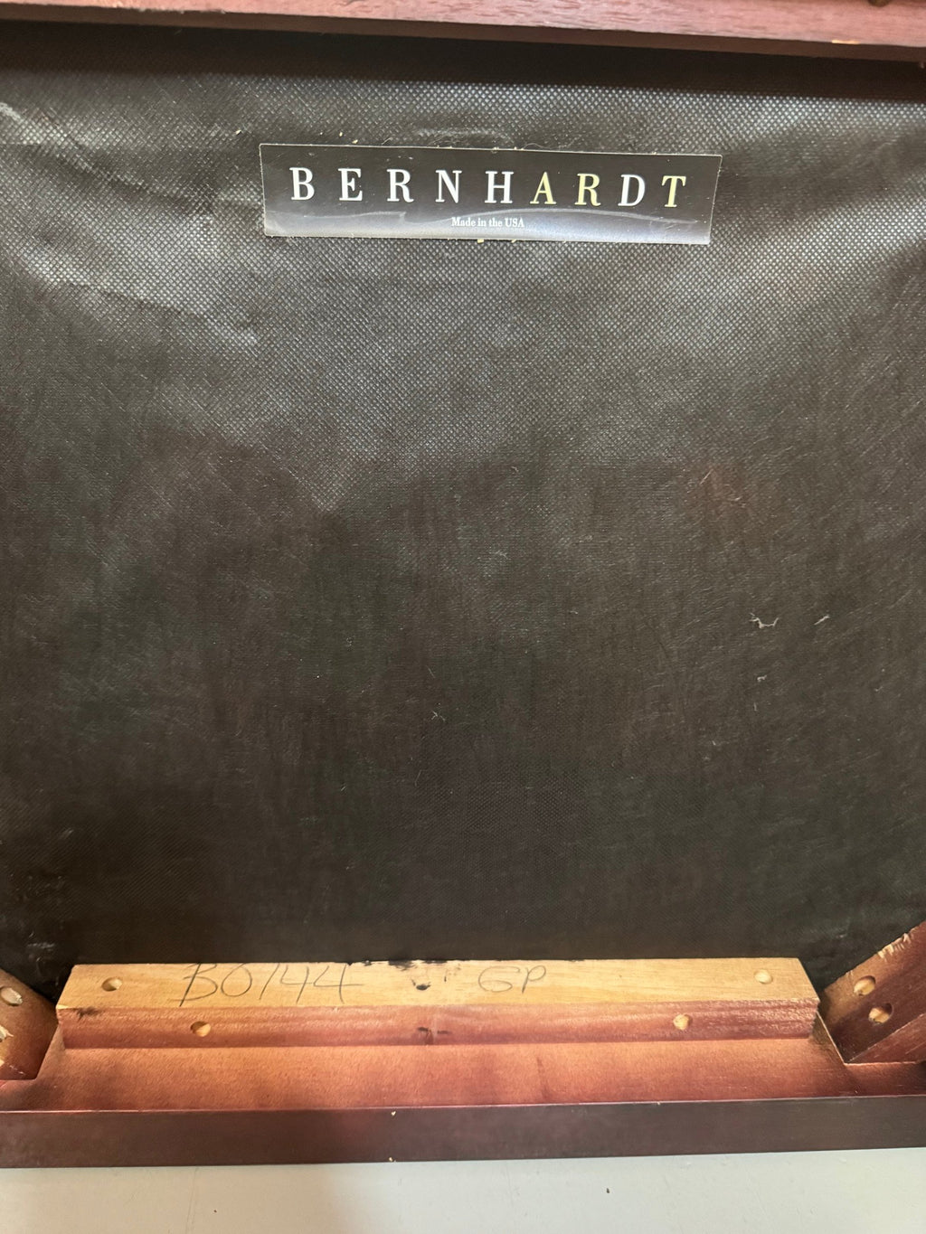 Bernhardt label on the underside of a piece