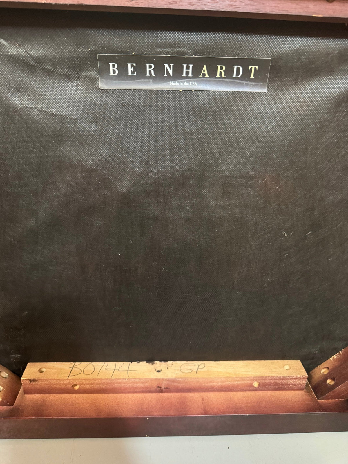 Bernhardt label on the underside of a piece