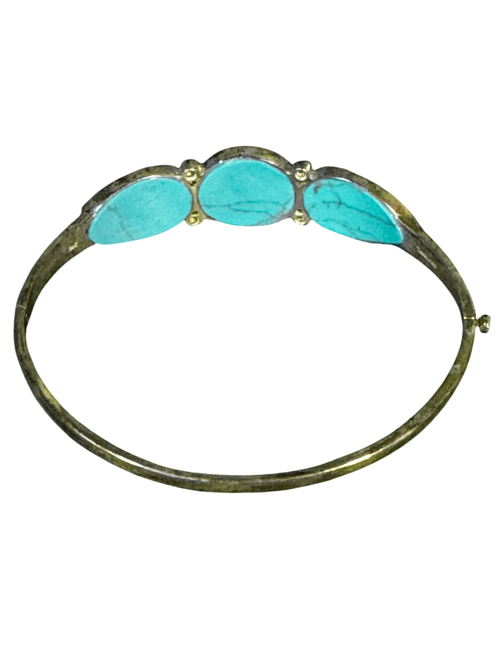 Le Vieux Marcasite and Turquoise Hinged Bangle Boxed