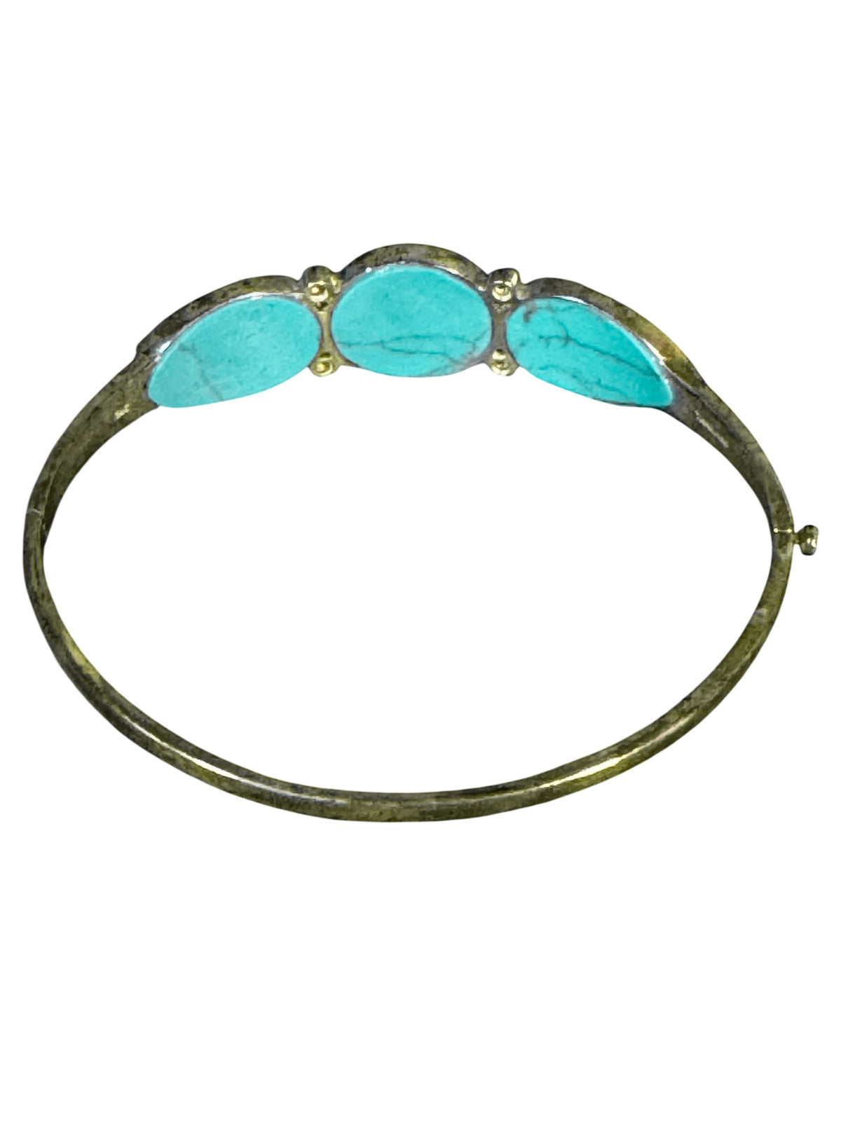 Le Vieux Marcasite and Turquoise Hinged Bangle Boxed
