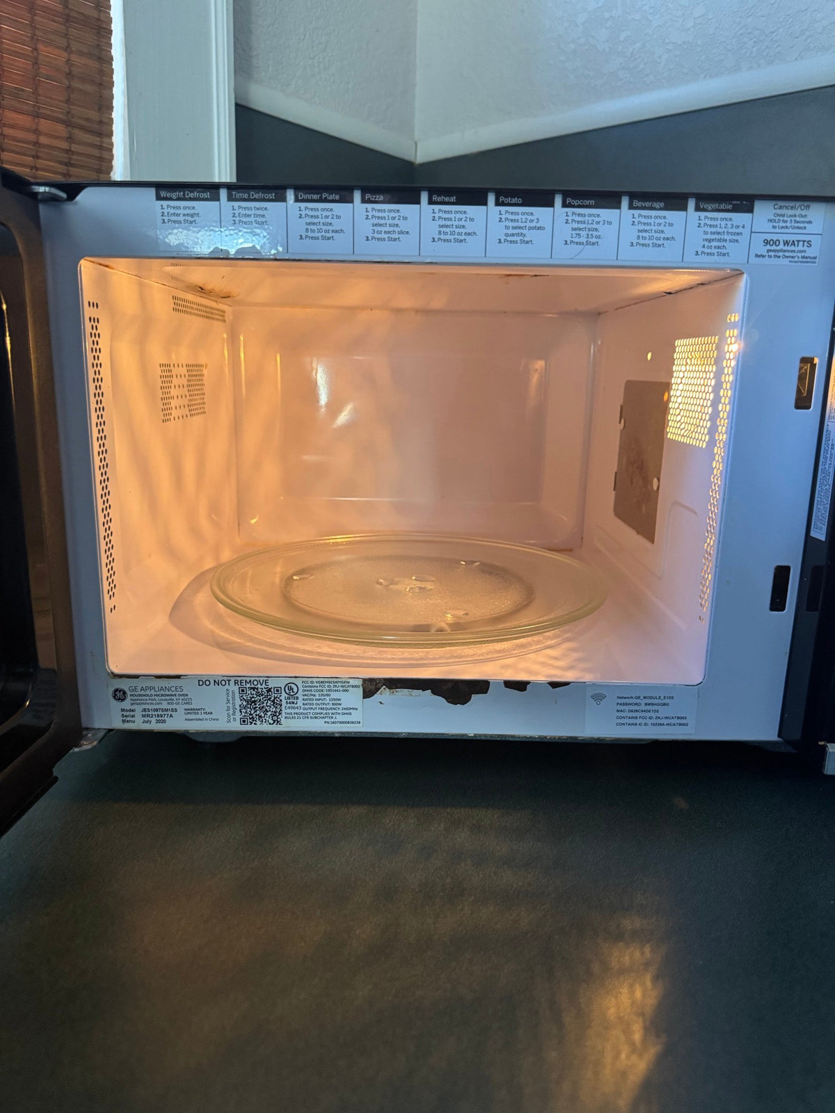 Interior of the microwave with turntable