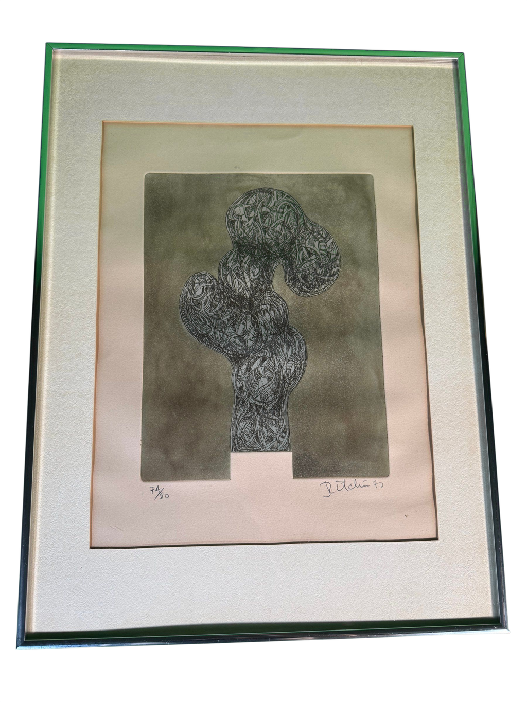 Original Etching Aquatint Abstract Biomorphic Print Signed Numbered 74/80 1973