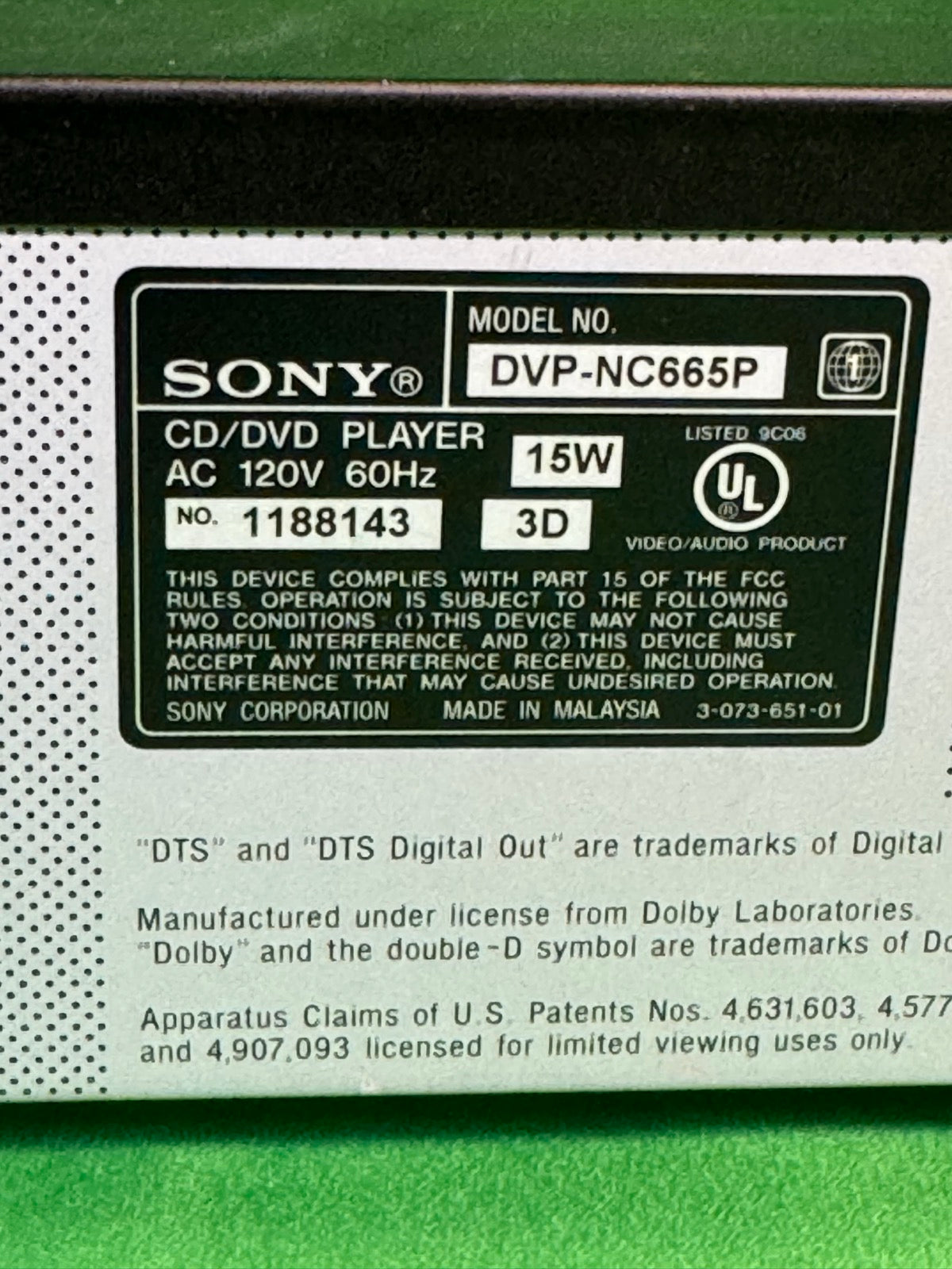 Sony DVP-NC665P 5-Disc DVD/CD Changer Cinema Progressive Black