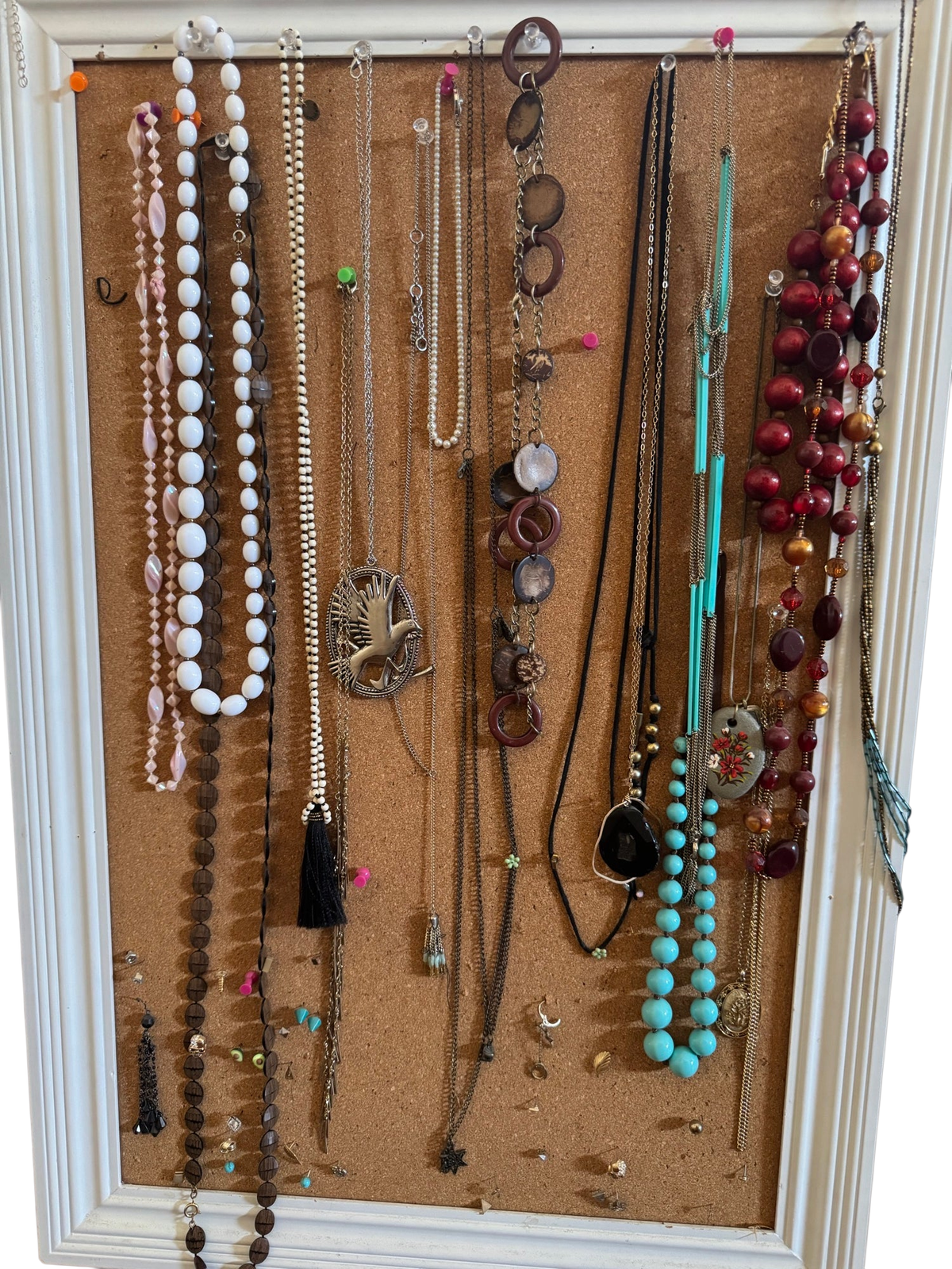 Costume Jewelry Necklace Lot 18pc Vintage Beaded Pearl Turquoise Boho Very Good