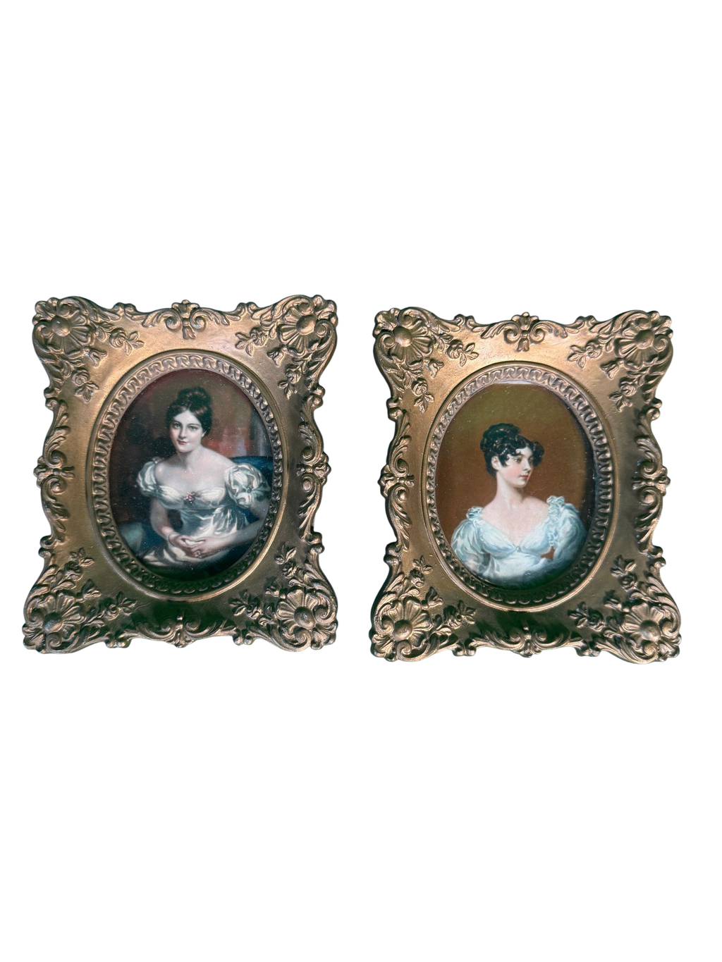 Pair of Cameo Creation Convex Glass Portrait Prints, after Sir Thomas Lawrence