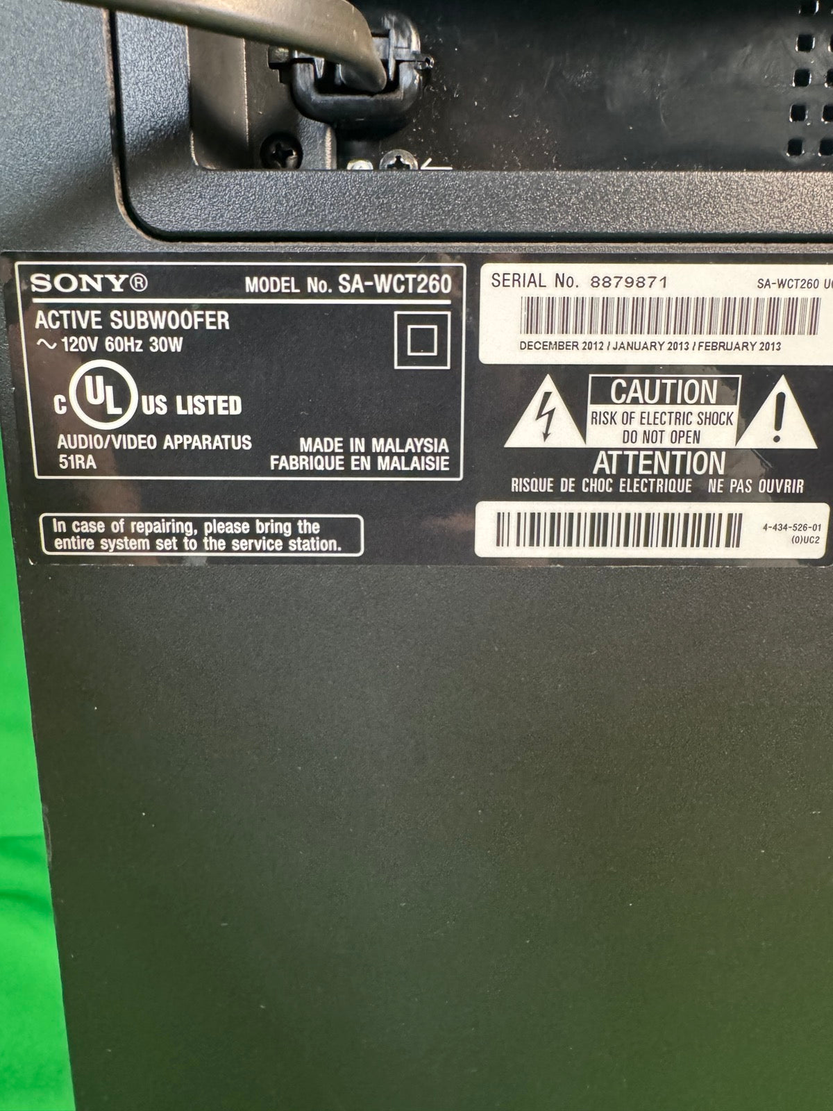 Sony SA-WCT260 Active Subwoofer