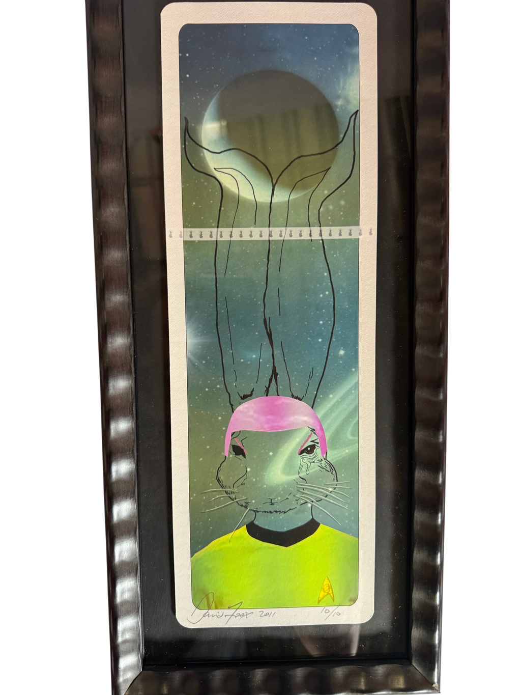 Blue rabbit portrait print, second view