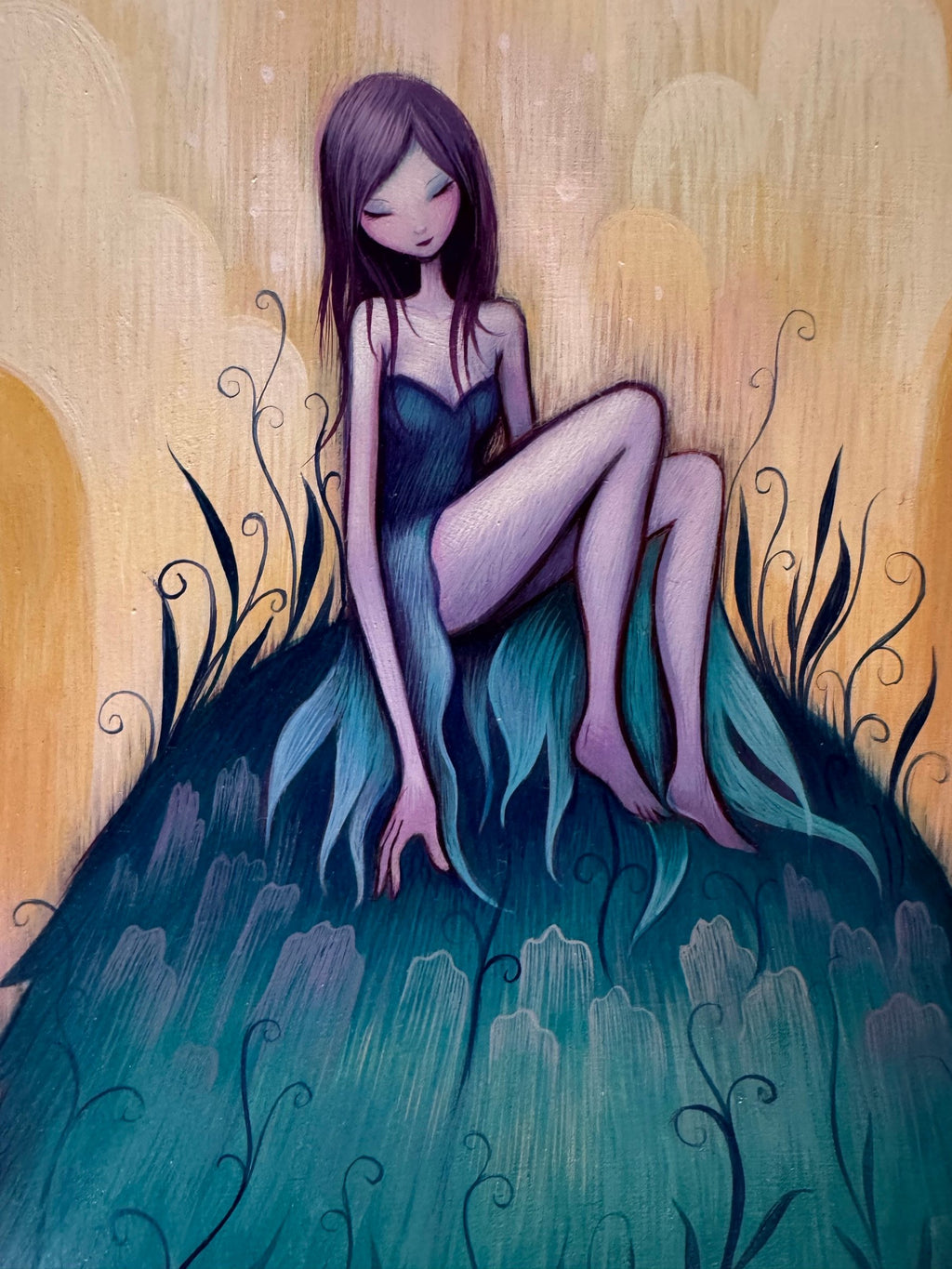 Detail of the reclining girl and teal hair