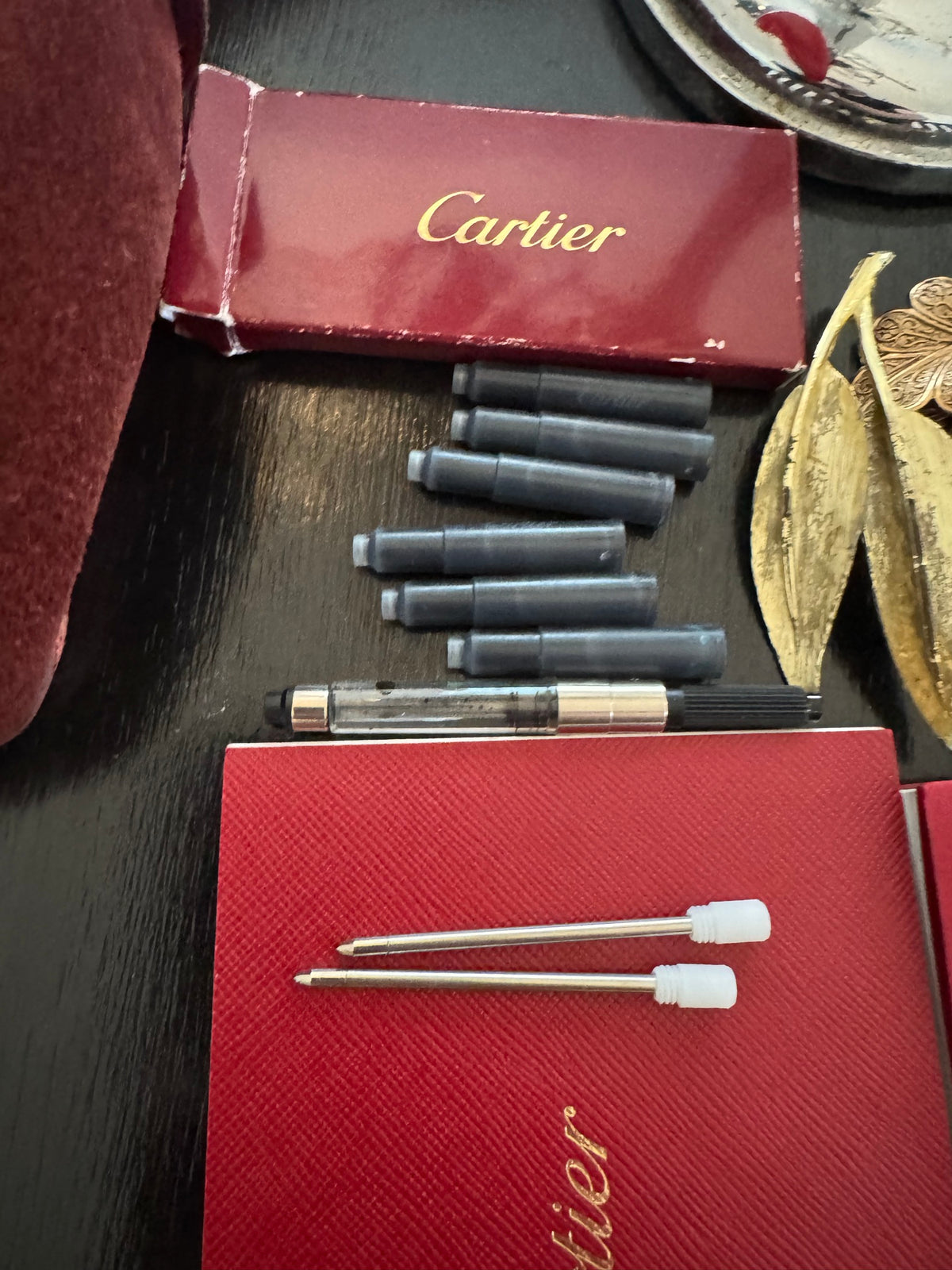 Cartier Pen Refill Lot 6 Ink Cartridges 2 Ballpoint Refills Converter w/ Boxes
