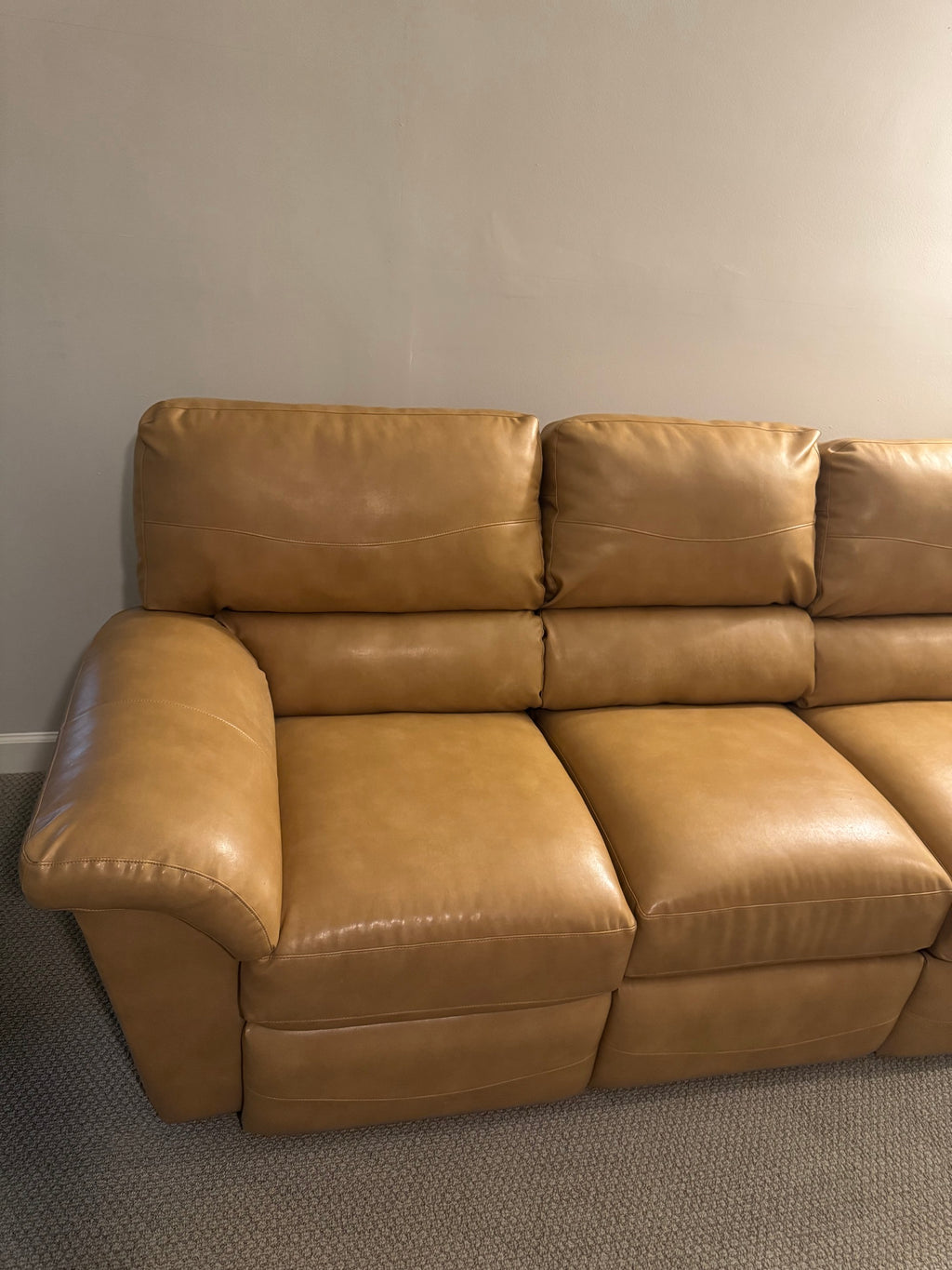 La-Z-Boy Tan Leather Power Reclining Sofa, 88 in