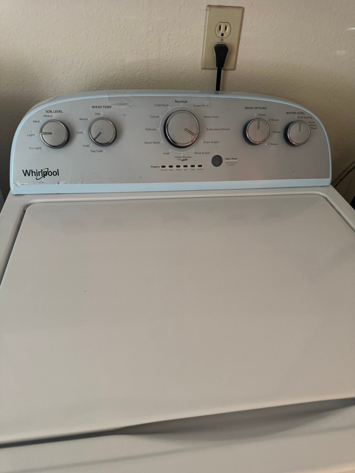 Whirlpool washer control panel