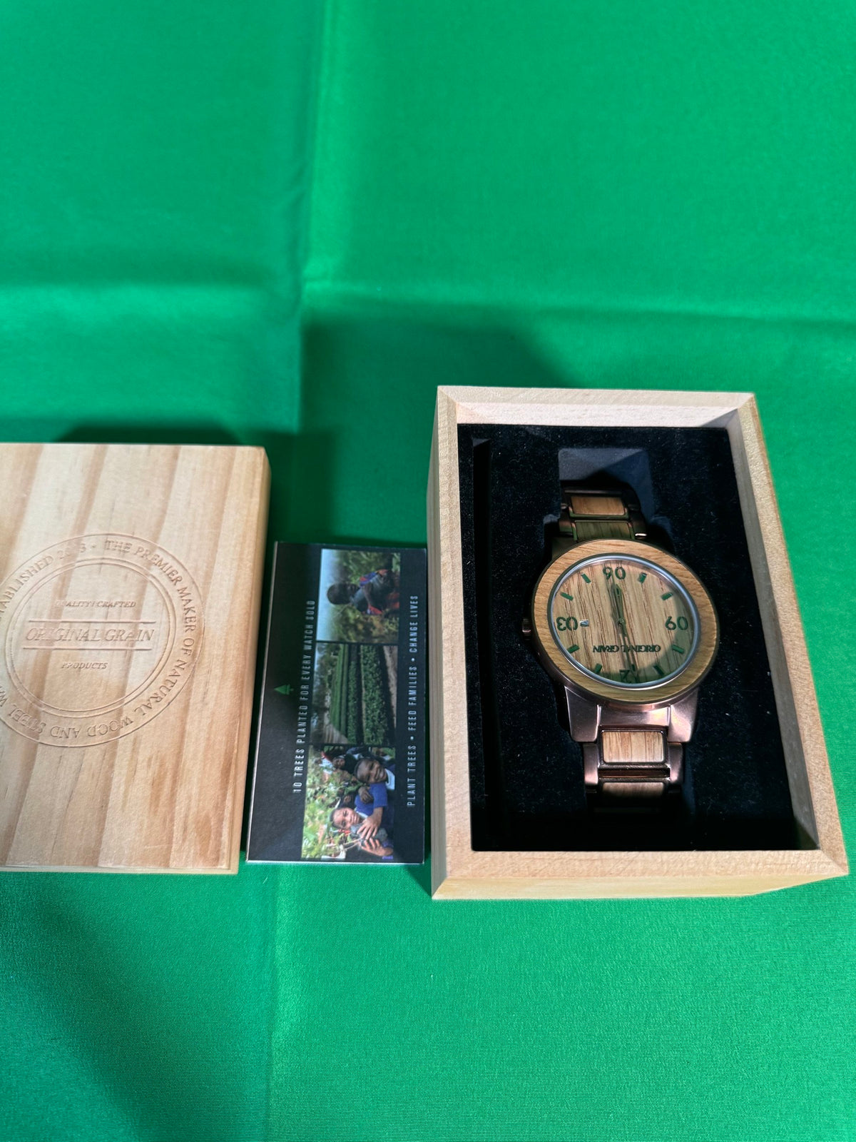 Original Grain The Barrel Wood and Steel Wristwatch Boxed