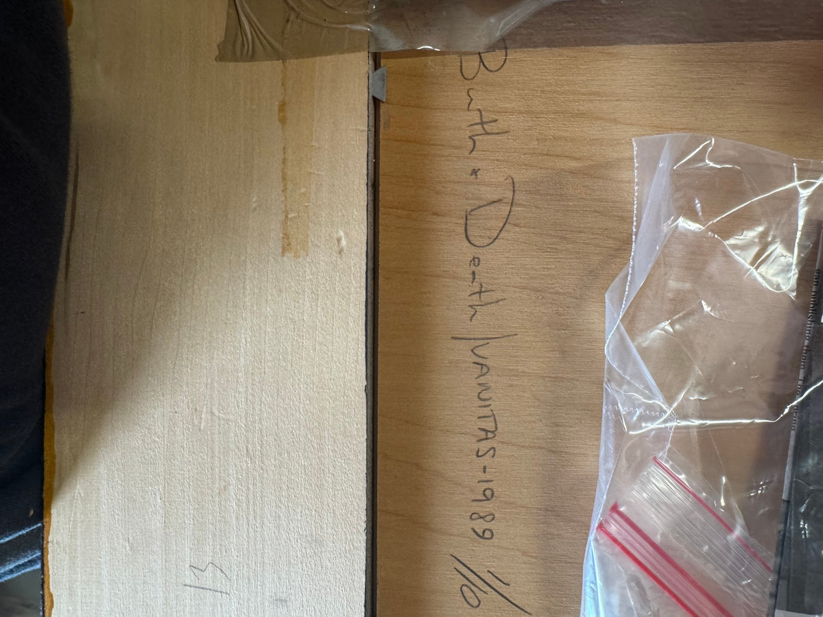 Pencil title line and edition on the back