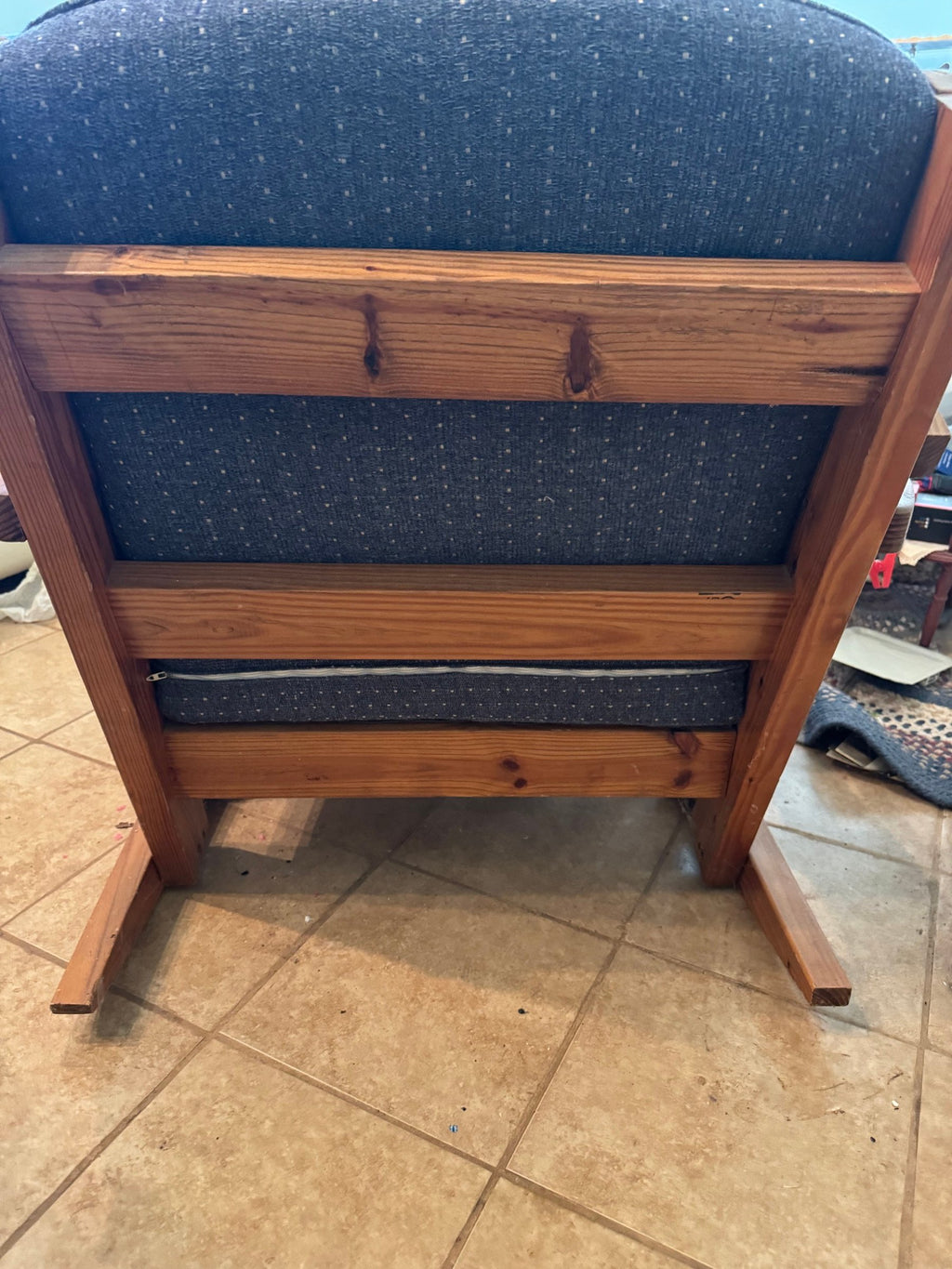 Back of the chair showing the frame rails