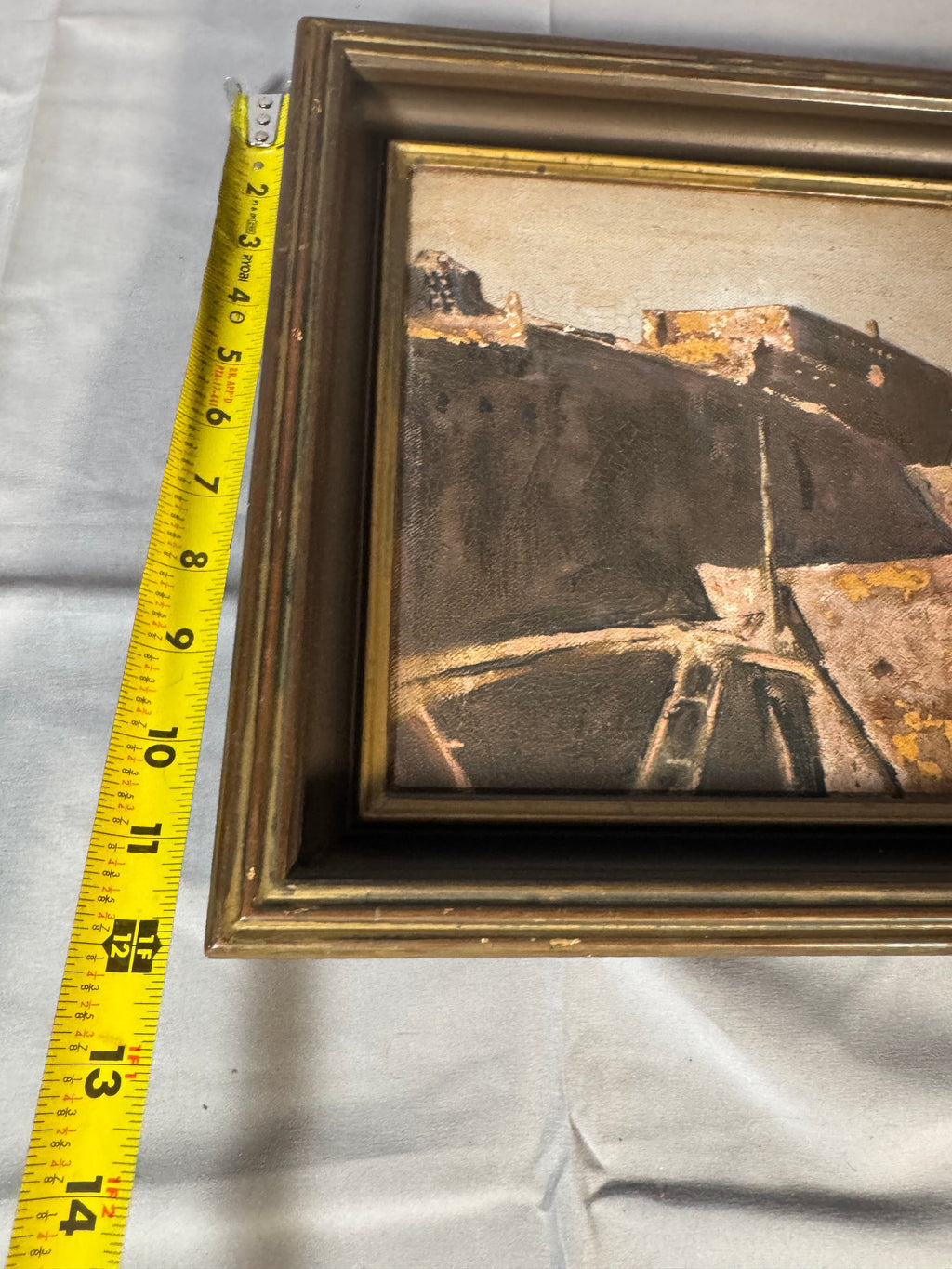 Southwest Pueblo Oil Painting with Kiva Ladders Signed McDonough Vintage Frame